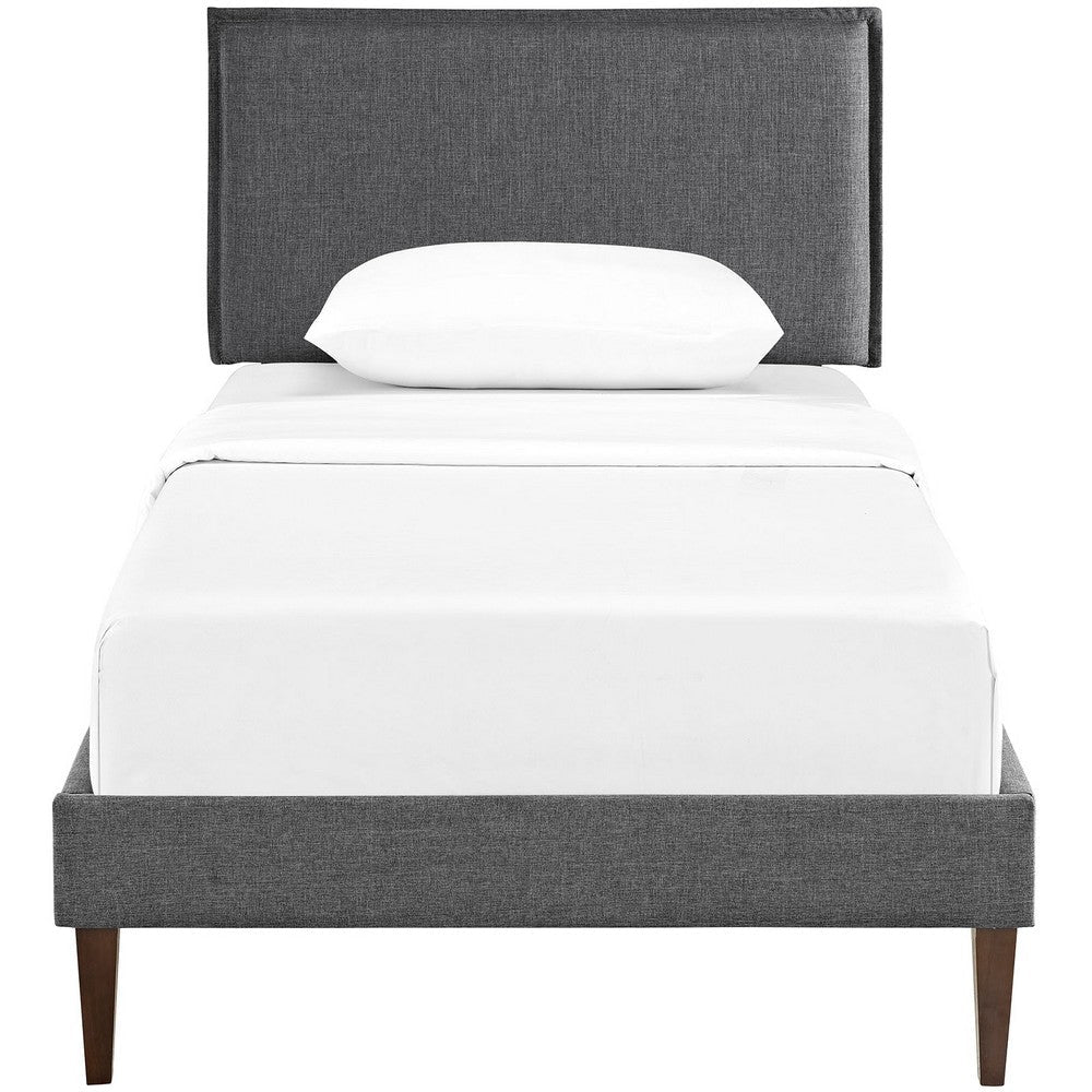 Camille Fabric Twin Platform Bed with Squared Tapered Legs by Modway MDY-MOD-5598-GRY