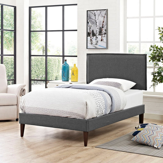 Camille Fabric Twin Platform Bed with Squared Tapered Legs by Modway