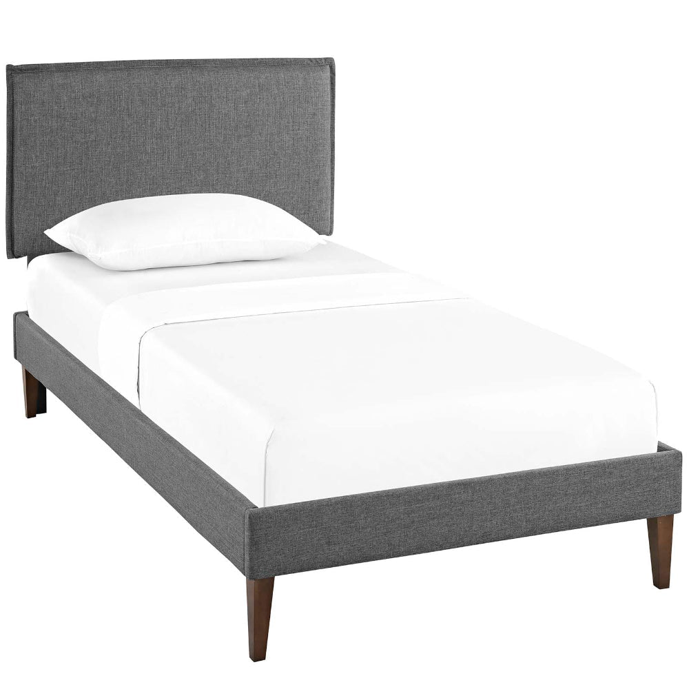 Camille Fabric Twin Platform Bed with Squared Tapered Legs by Modway MDY-MOD-5598-GRY