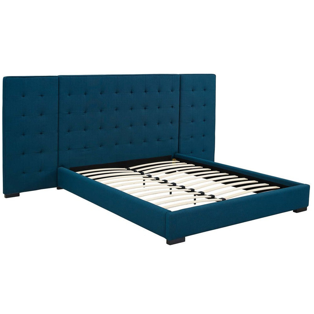 Modway Sierra Tufted Upholstered Fabric Queen Platform Bed Frame With Headboard In Azure MDY-MOD-5818-AZU