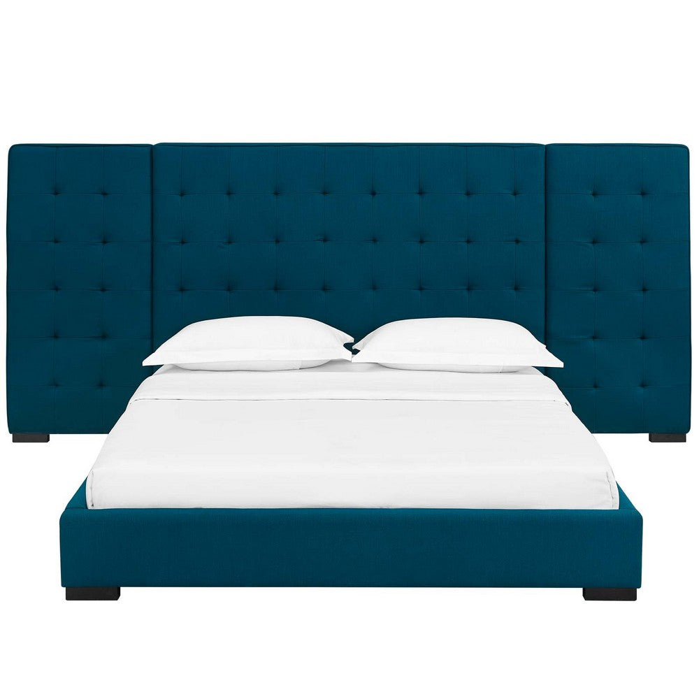 Sierra Upholstered Fabric Queen Platform Bed by Modway| Blue