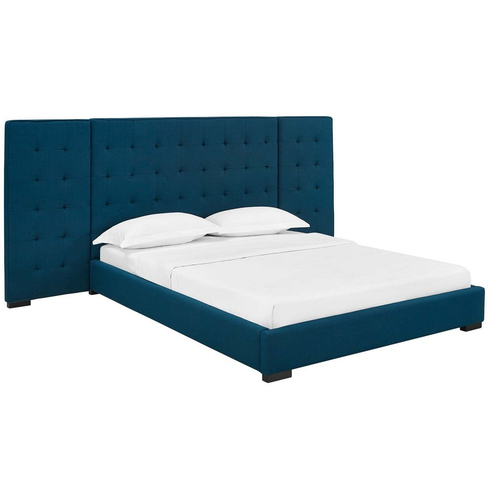 Sierra Upholstered Fabric Queen Platform Bed by Modway| Blue