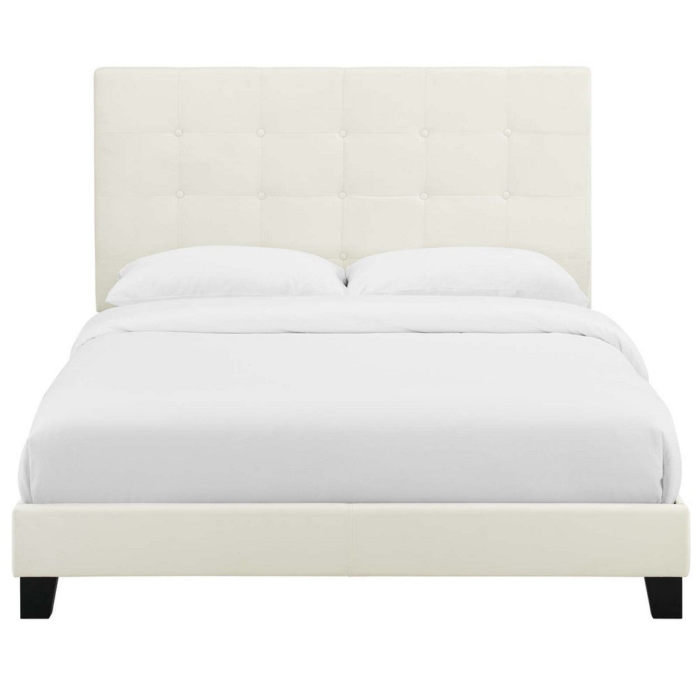 Melanie Tufted Button Upholstered Performance Velvet Full Platform Bed by Modway| White