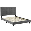 Melanie Tufted Button Upholstered Performance Velvet Queen Platform Bed by Modway| Gray