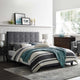 Melanie Tufted Button Upholstered Performance Velvet Queen Platform Bed by Modway| Gray