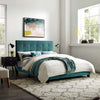 Melanie Tufted Button Upholstered Performance Velvet Queen Platform Bed by Modway| Blue