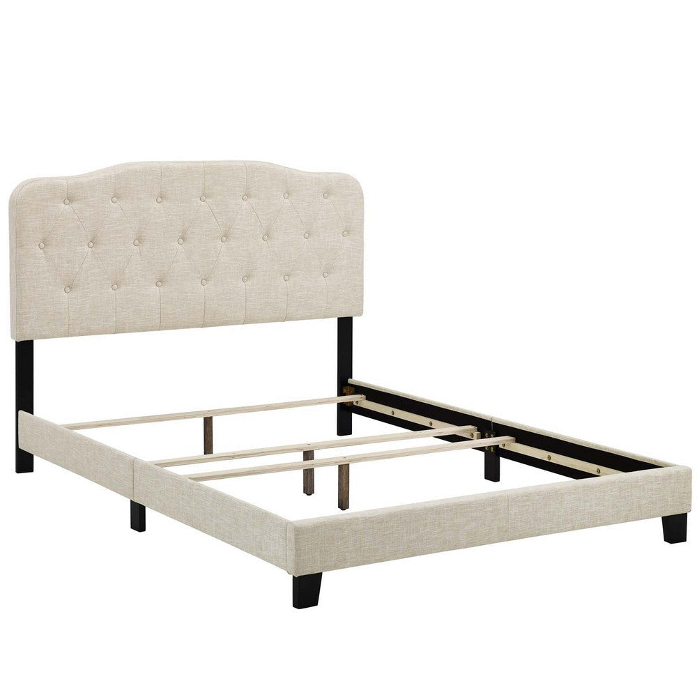 Modway Amelia Tufted Fabric Upholstered Full Platform Bed in Beige MDY-MOD-5839-BEI