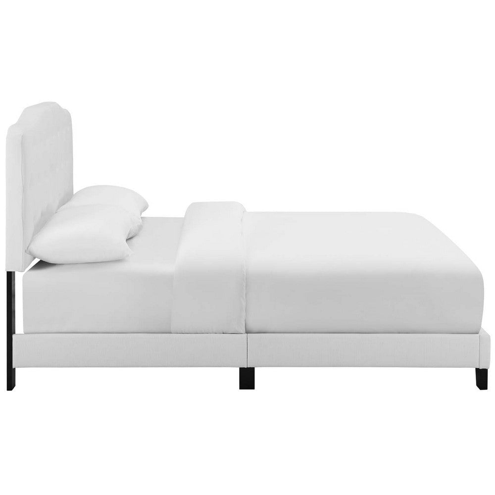 Modway Amelia Tufted Fabric Upholstered Full Platform Bed in White MDY-MOD-5839-WHI