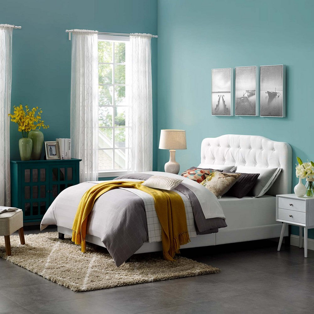 Amelia Upholstered Fabric Full Bed by Modway| White