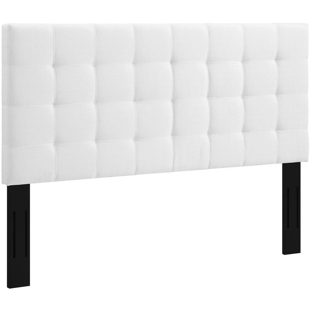 Paisley Tufted Upholstered Linen Fabric Full / Queen Headboard by Modway| White