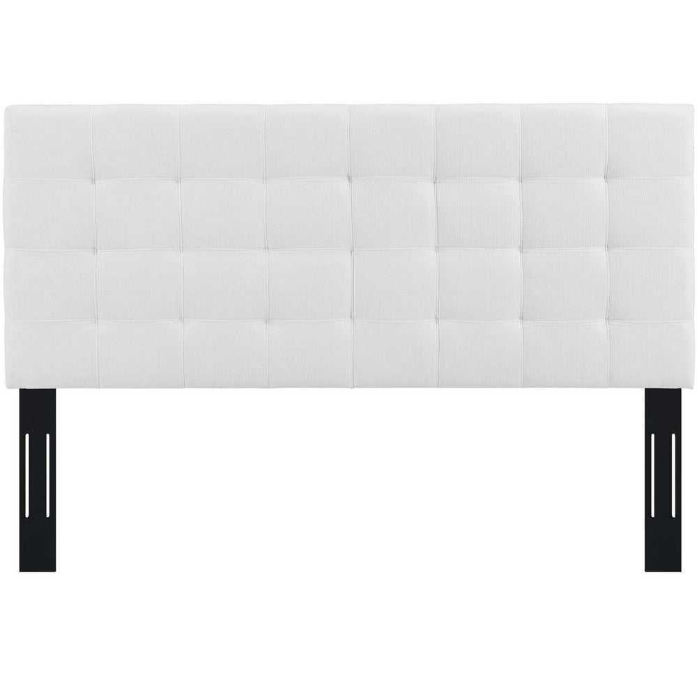 Paisley Tufted Upholstered Linen Fabric Full / Queen Headboard by Modway| White