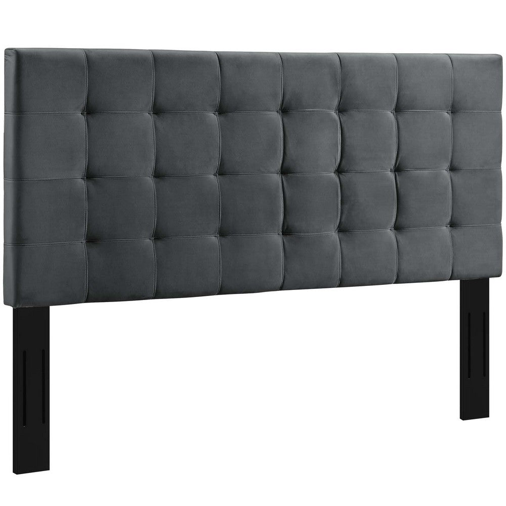 Paisley Tufted Upholstered Performance Velvet Full / Queen Headboard by Modway| Gray