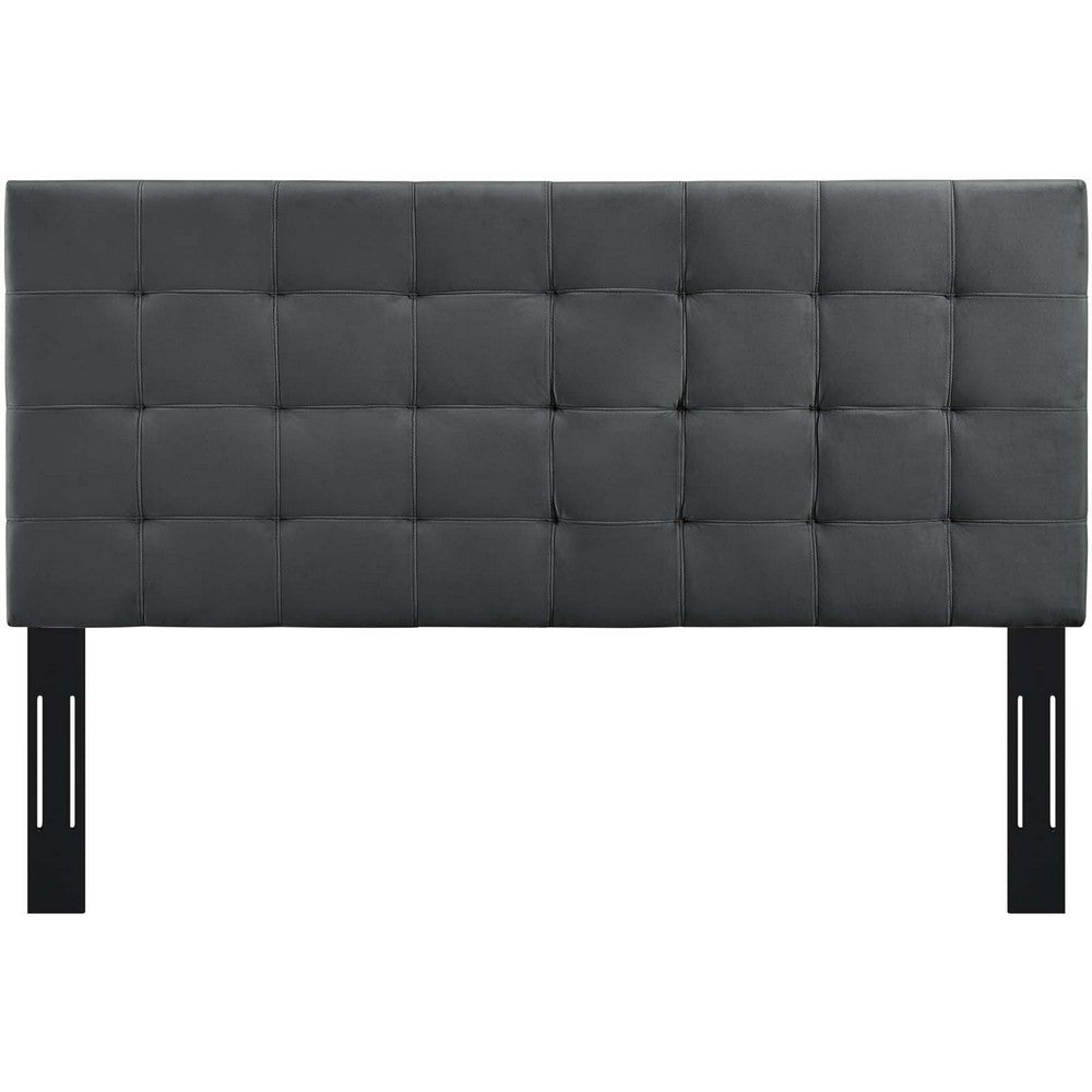 Paisley Tufted Upholstered Performance Velvet Full / Queen Headboard by Modway| Gray