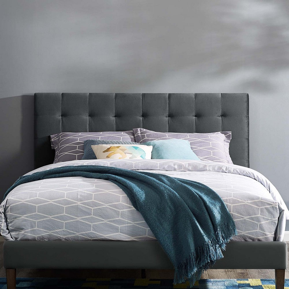 Paisley Tufted Upholstered Performance Velvet Full / Queen Headboard by Modway| Gray