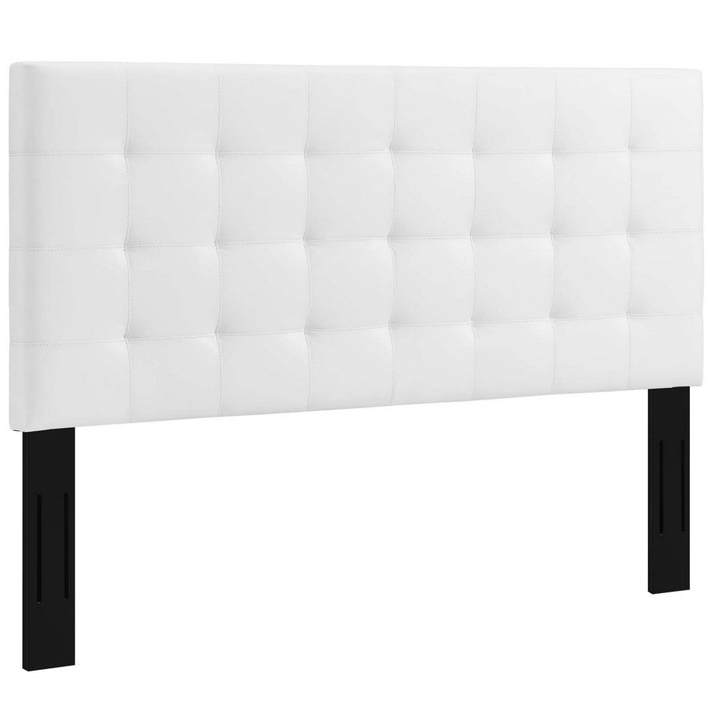 Modway Paisley Upholstered Tufted Faux Leather Full / Queen Headboard Size in White MDY-MOD-5854-WHI