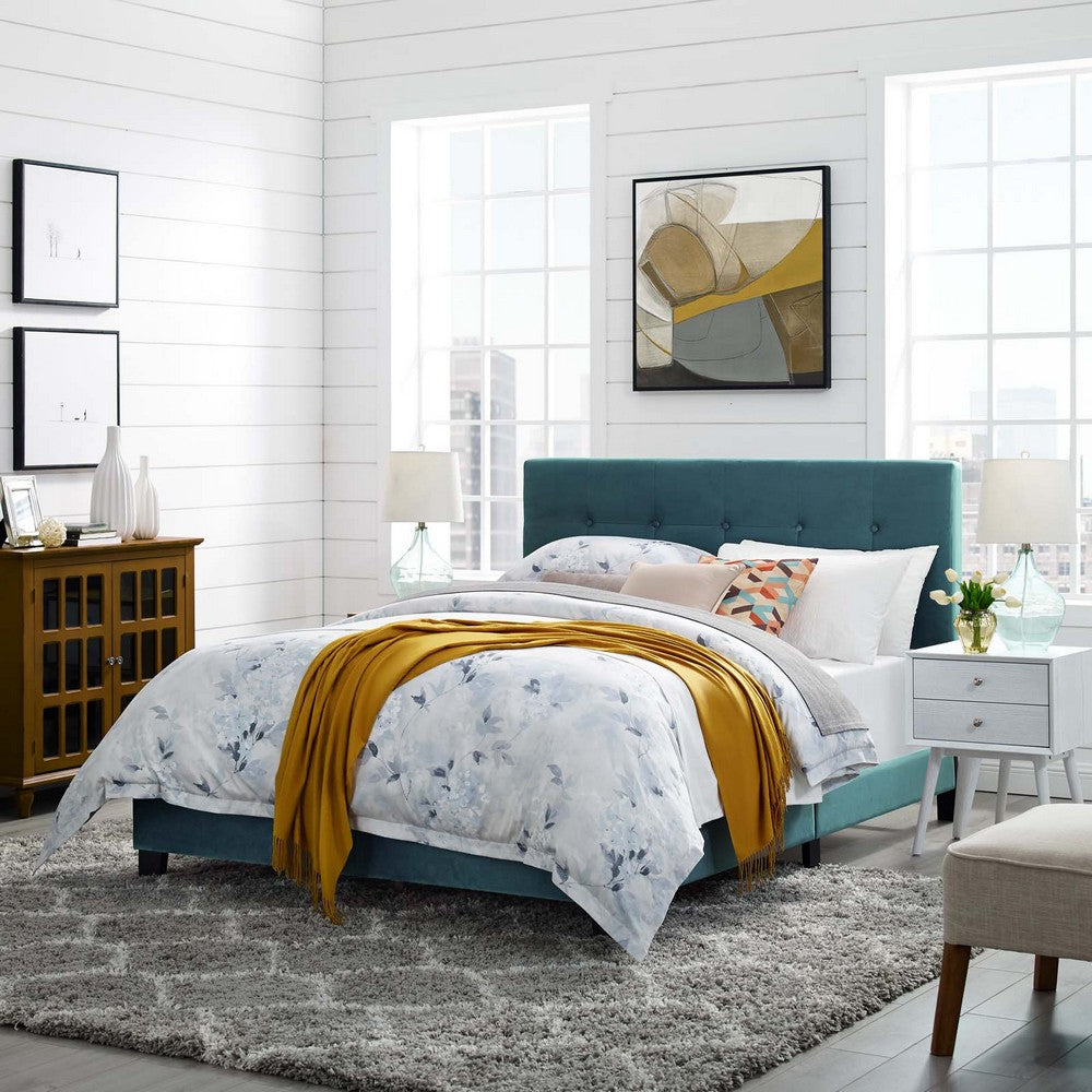 Amira Performance Velvet Full Bed by Modway| Blue