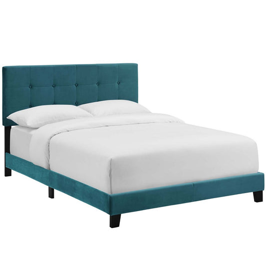 Amira Performance Velvet Full Bed by Modway| Blue