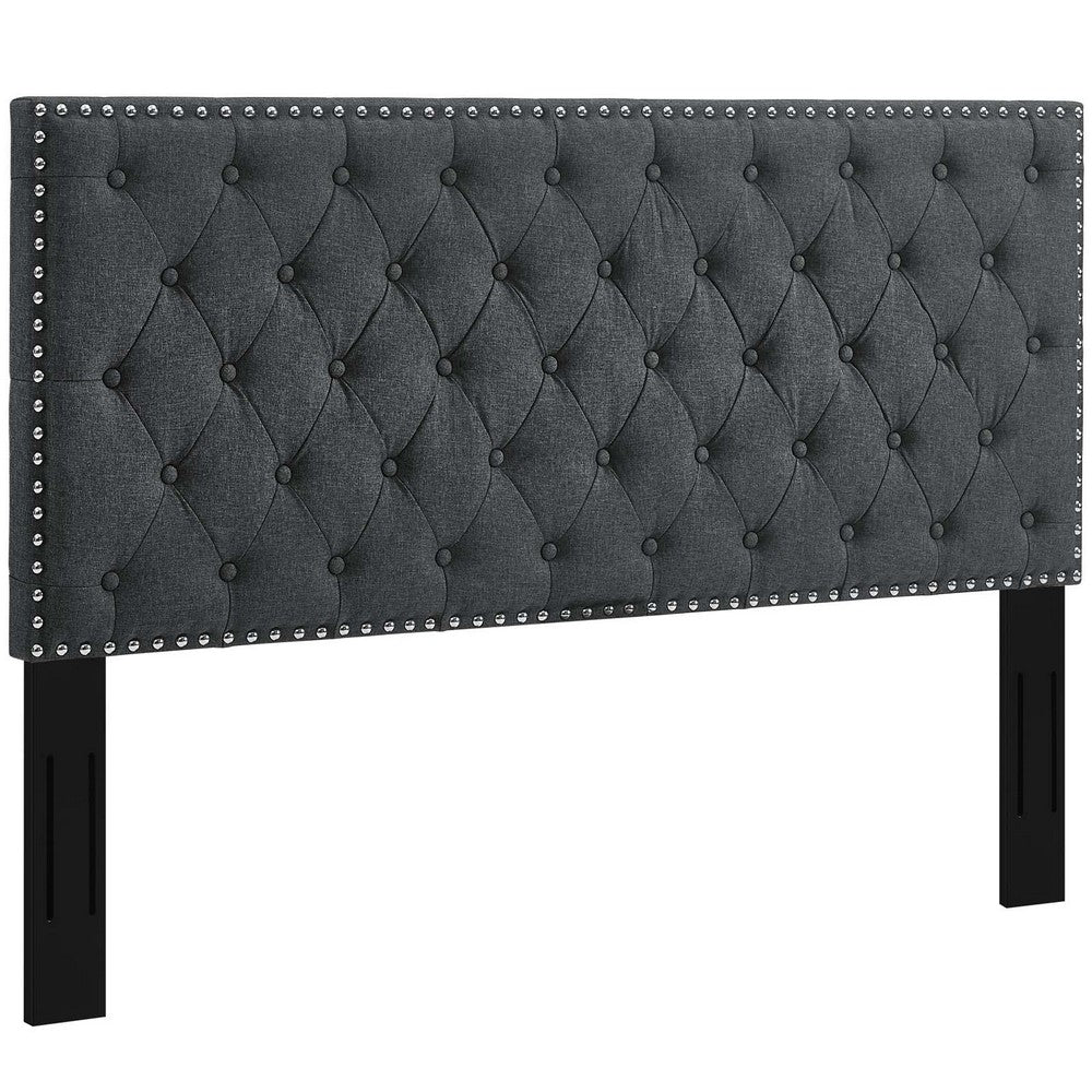 Helena Tufted Upholstered Linen Fabric Full / Queen Headboard by Modway| Gray
