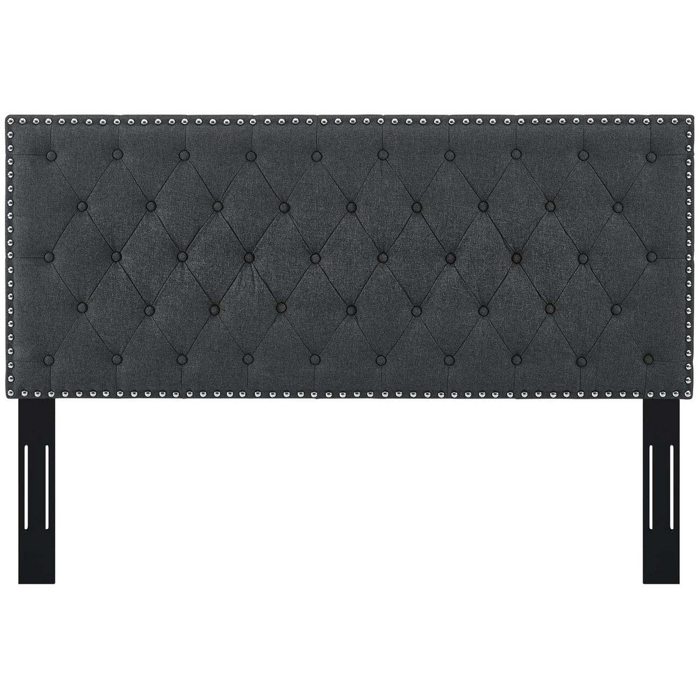 Helena Tufted Upholstered Linen Fabric Full / Queen Headboard by Modway| Gray