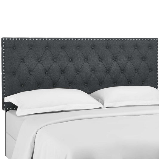 Helena Tufted Upholstered Linen Fabric Full / Queen Headboard by Modway| Gray