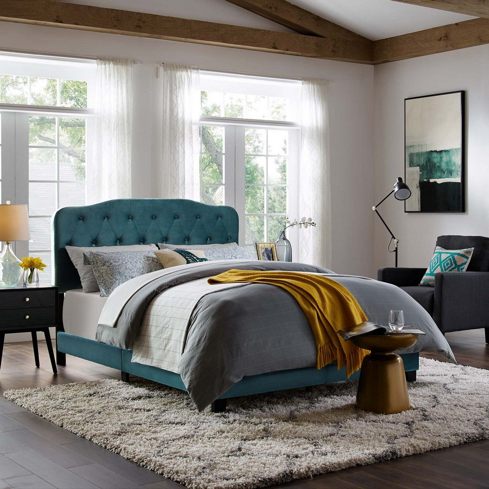 Amelia Performance Velvet Full Bed by Modway| Blue
