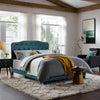 Amelia Performance Velvet Queen Bed by Modway| Blue