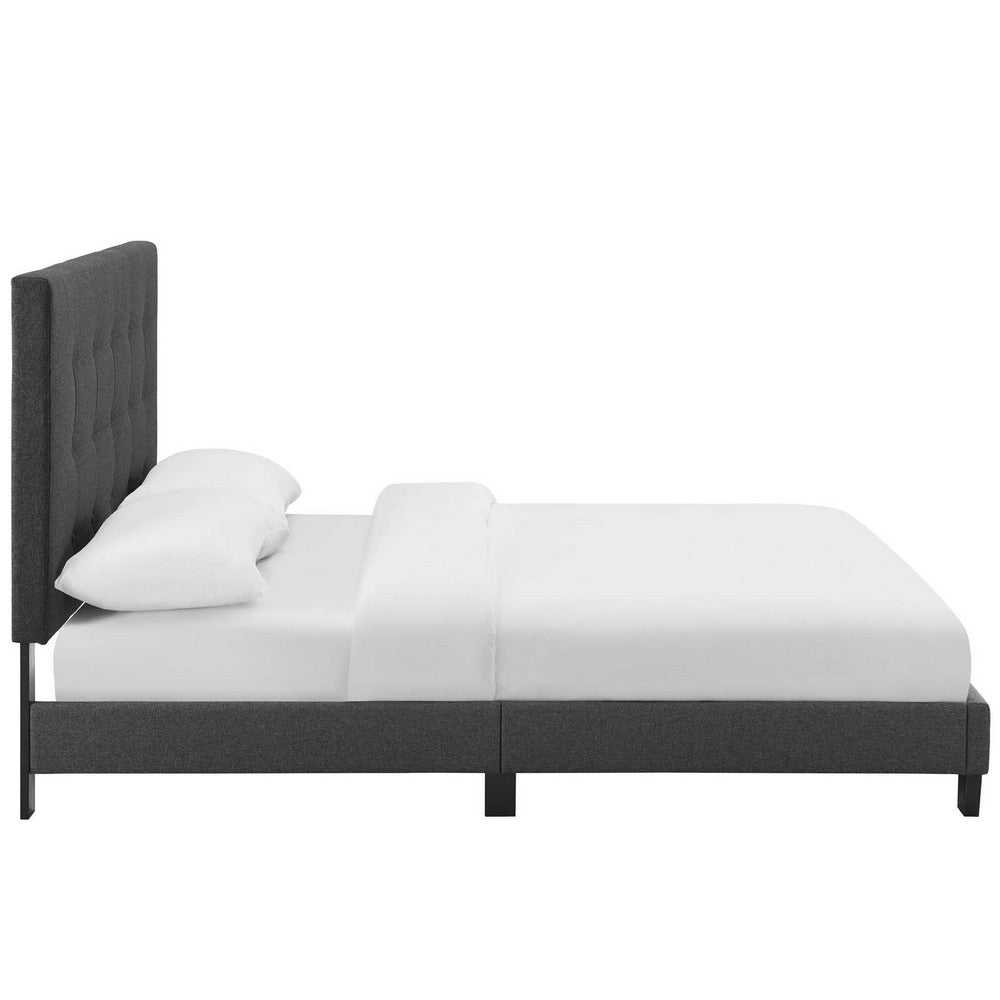 Melanie Tufted Button Upholstered Fabric Full Platform Bed by Modway| Gray