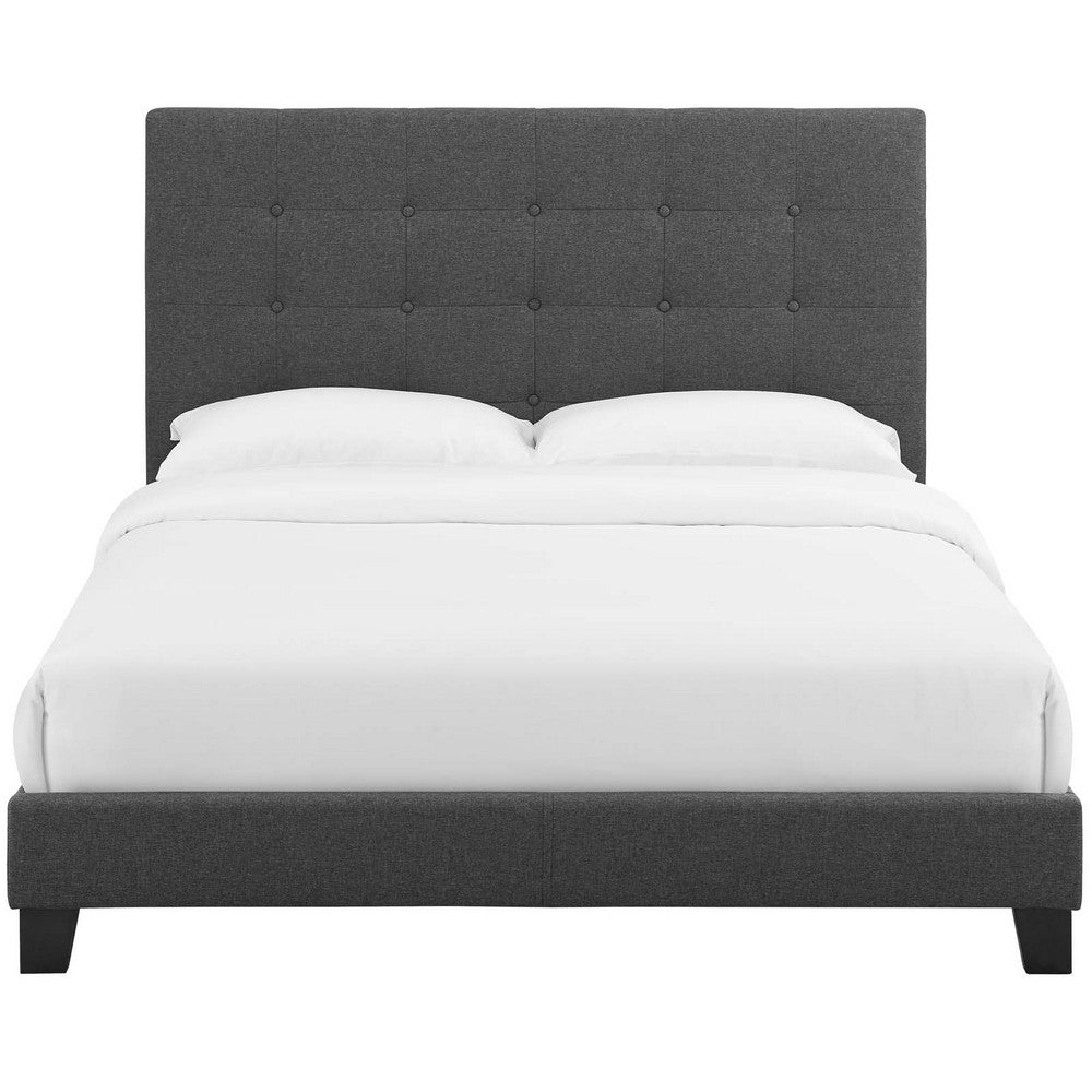 Melanie Tufted Button Upholstered Fabric Full Platform Bed by Modway| Gray