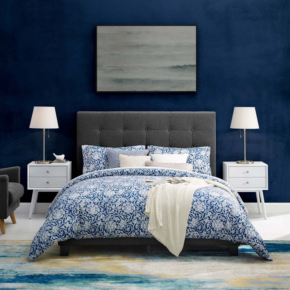 Melanie Tufted Button Upholstered Fabric Full Platform Bed by Modway| Gray