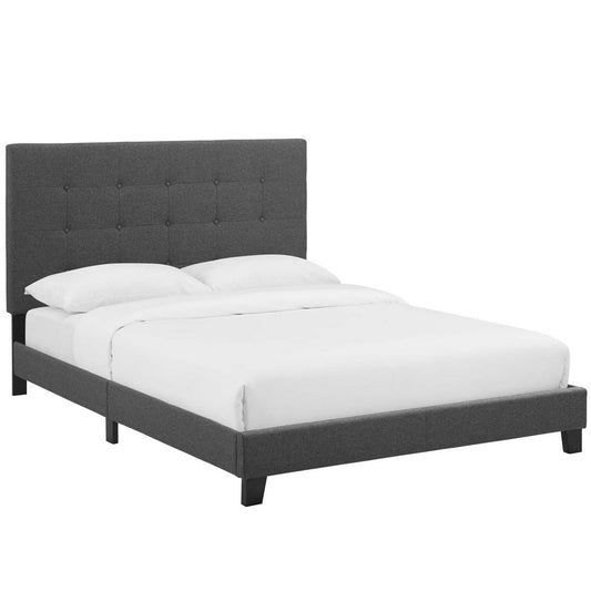 Melanie Tufted Button Upholstered Fabric Full Platform Bed by Modway| Gray
