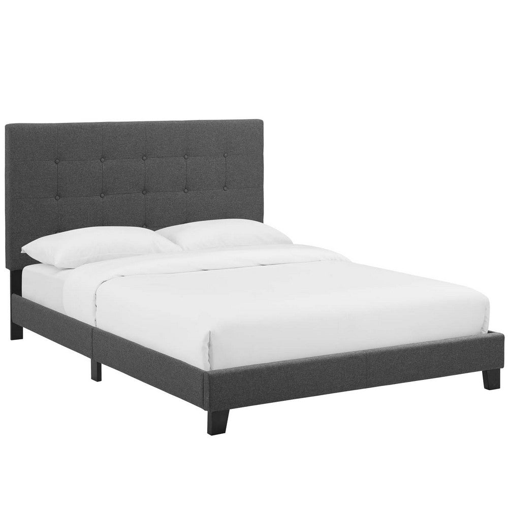 Melanie Tufted Button Upholstered Fabric Full Platform Bed by Modway| Gray