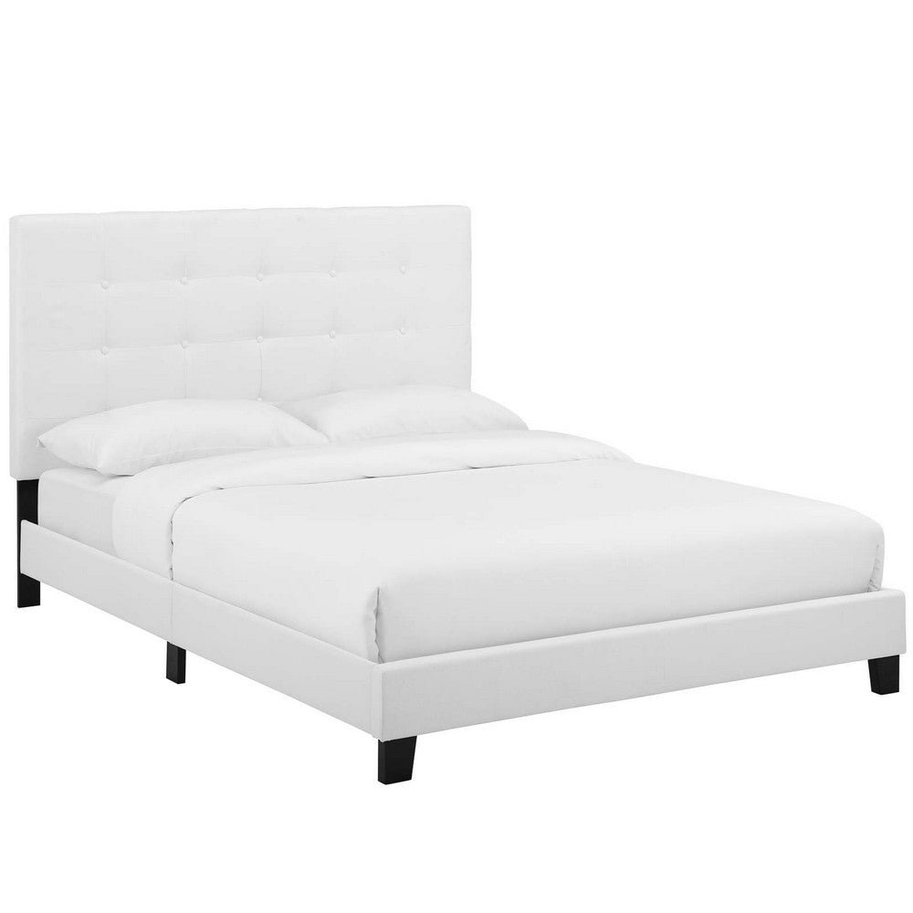 Melanie Queen Tufted Button Upholstered Fabric Platform Bed - No Shipping Charges