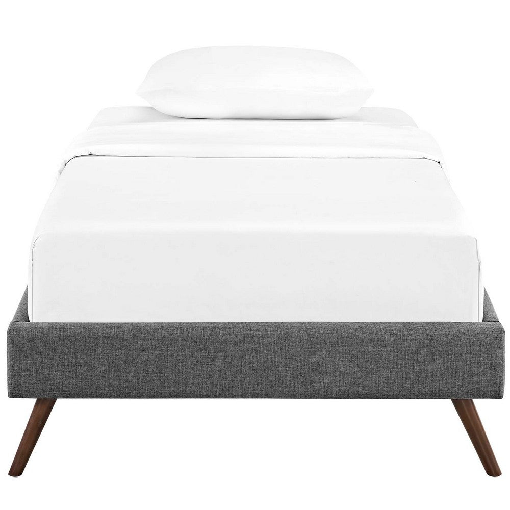 Loryn Fabric Twin Bed Frame with Round Splayed Legs by Modway| Gray