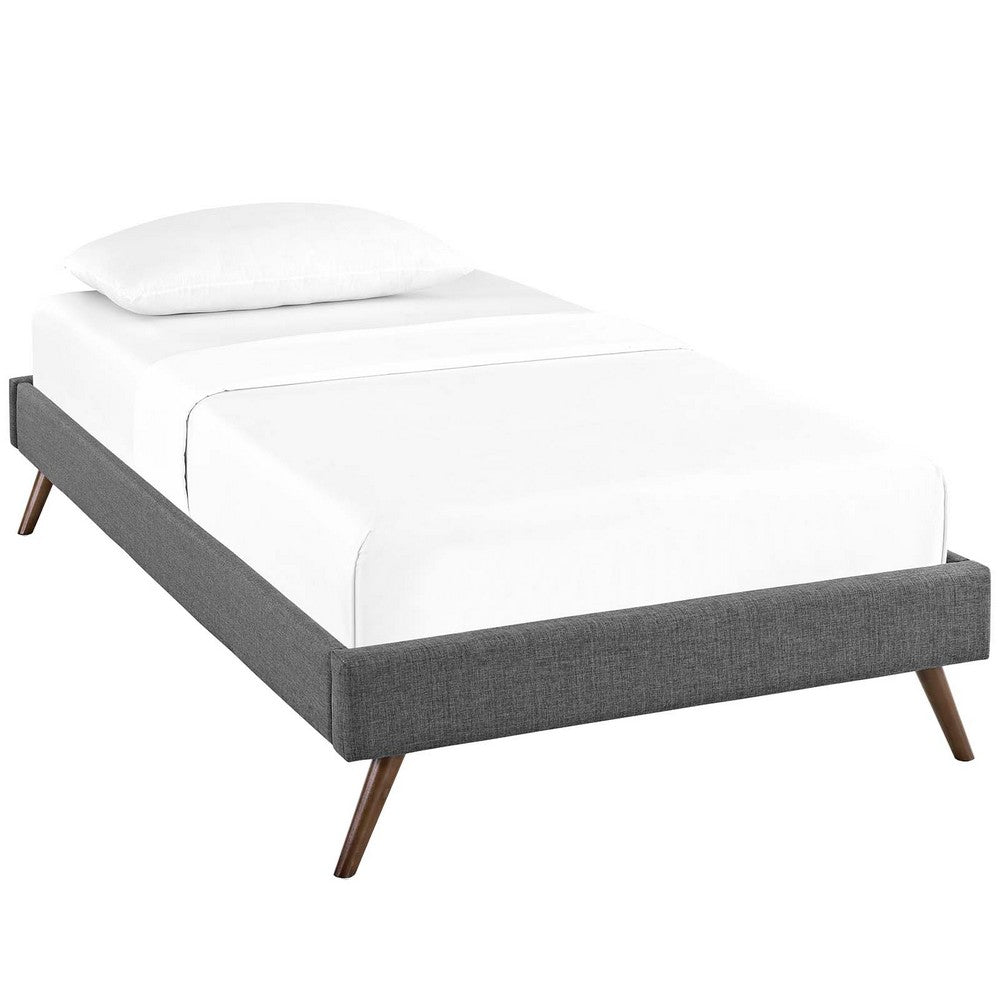 Loryn Fabric Twin Bed Frame with Round Splayed Legs by Modway| Gray