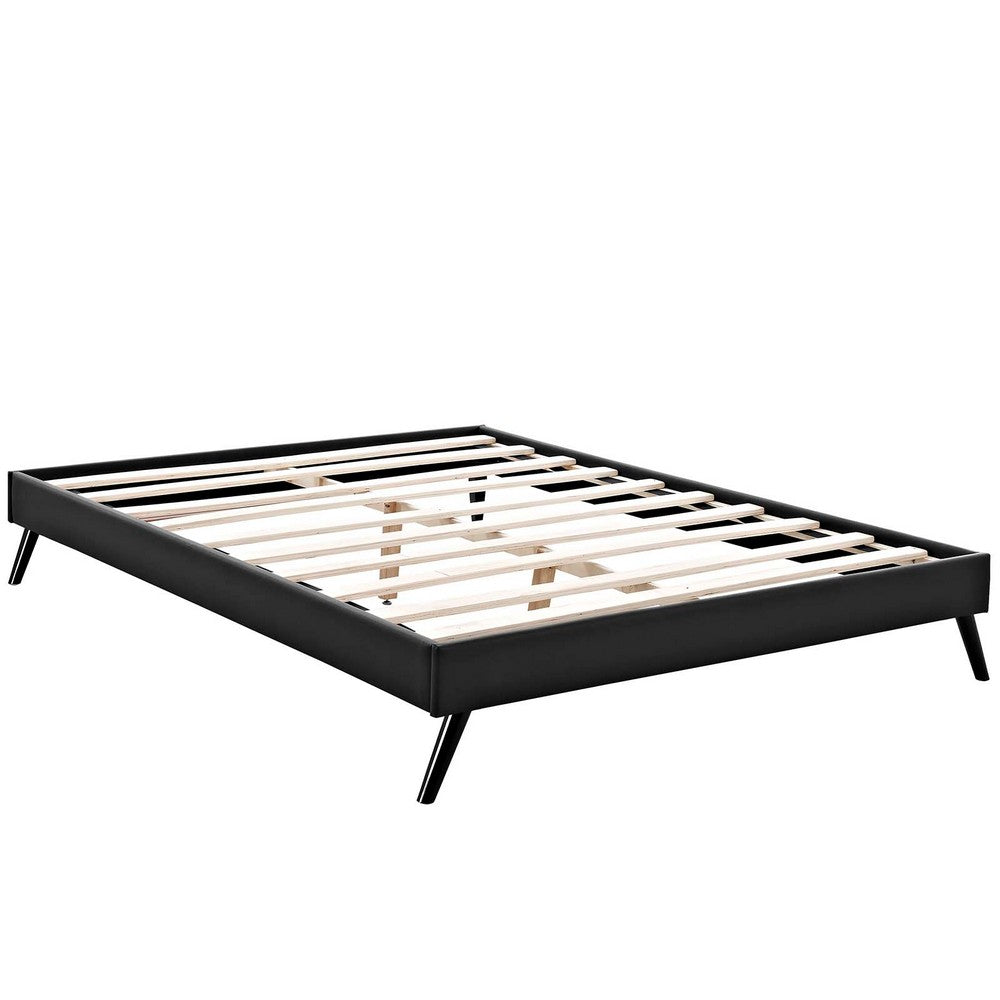 Loryn Vinyl Queen Bed Frame with Round Splayed Legs by Modway| Black