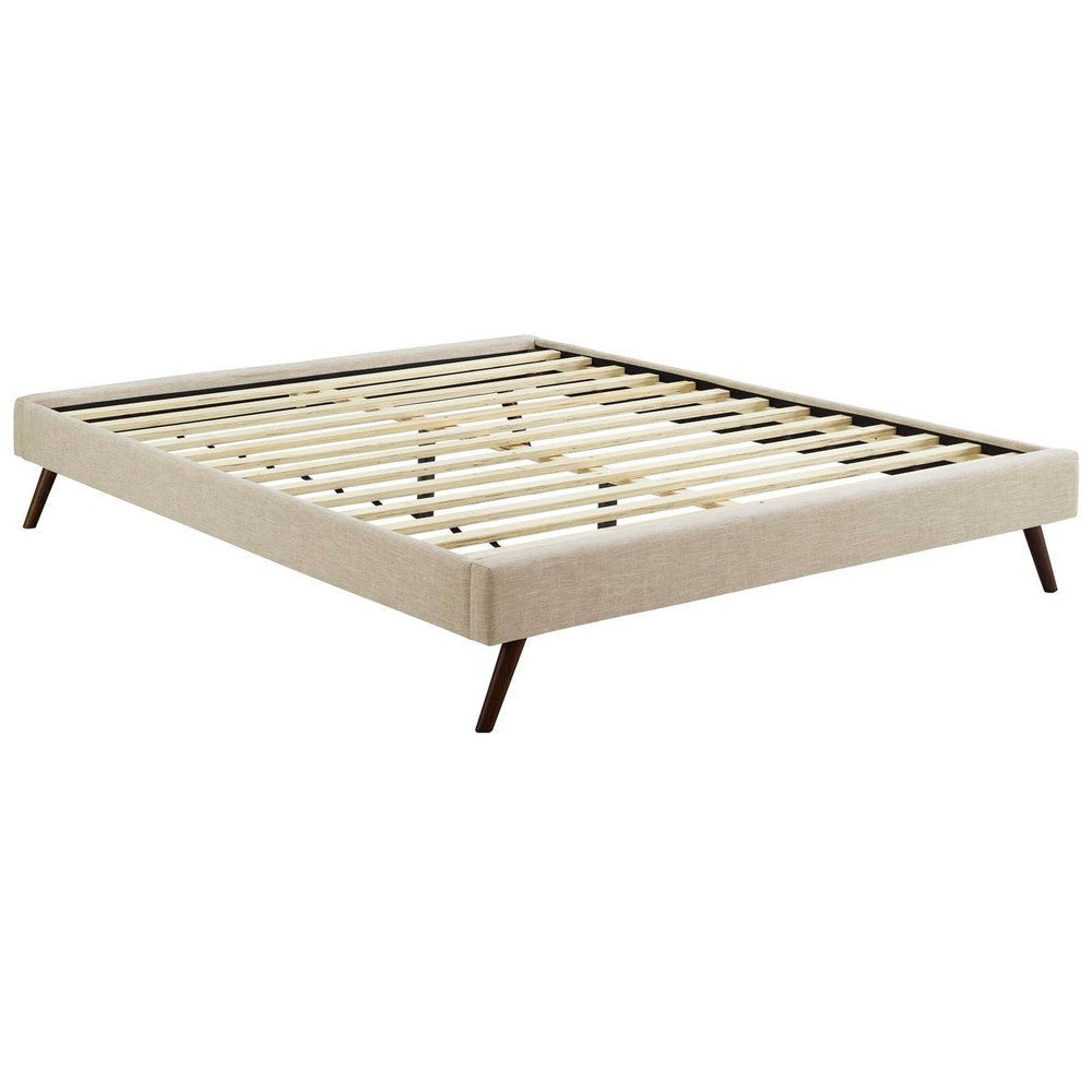 Modway Loryn Upholstered Queen Platform Bed Frame with Wood Slat Support in Beige MDY-MOD-5891-BEI