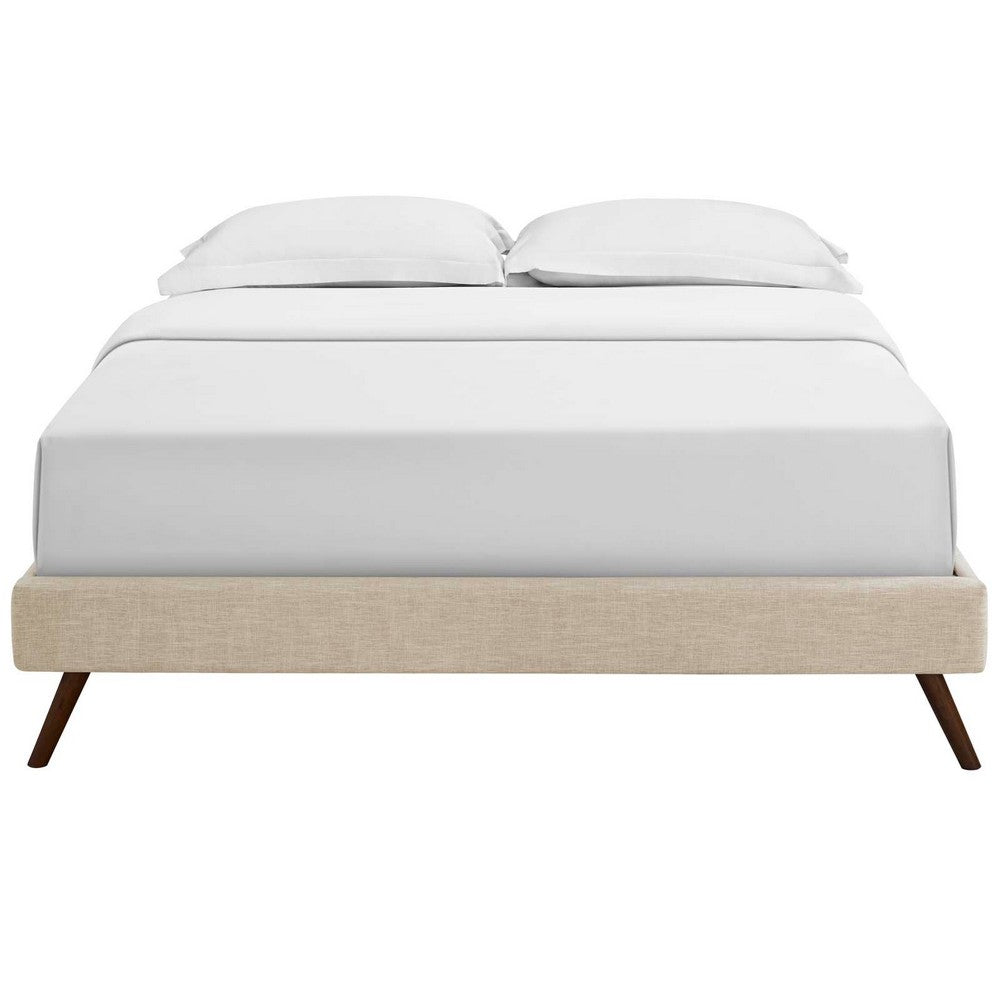 Loryn Fabric Queen Bed Frame with Round Splayed Legs by Modway| Brown