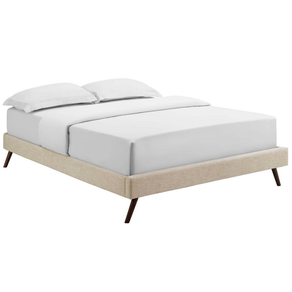 Loryn Fabric Queen Bed Frame with Round Splayed Legs by Modway| Brown