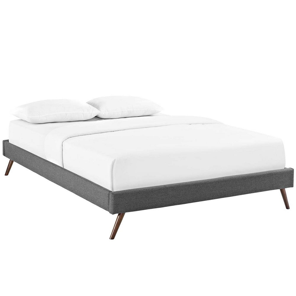 Loryn Fabric Queen Bed Frame with Round Splayed Legs by Modway| Gray