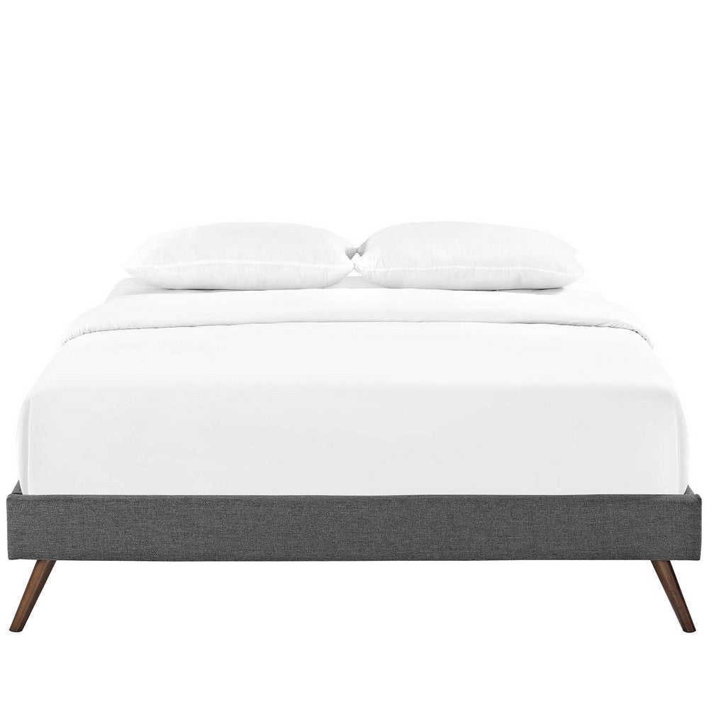 Loryn Fabric Queen Bed Frame with Round Splayed Legs by Modway| Gray