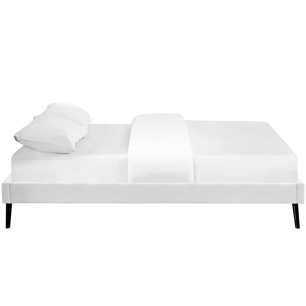 Loryn Vinyl King Bed Frame with Round Splayed Legs by Modway| White