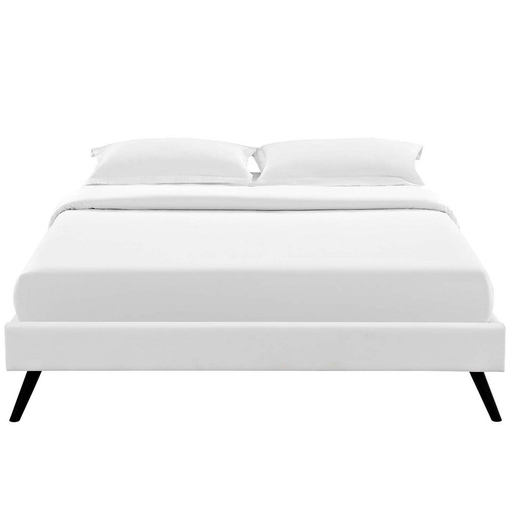 Loryn Vinyl King Bed Frame with Round Splayed Legs by Modway| White