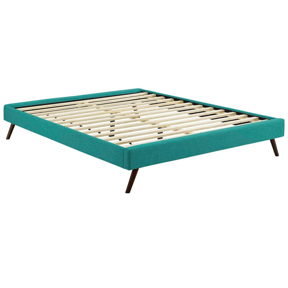 Loryn Fabric King Bed Frame with Round Splayed Legs by Modway| Blue