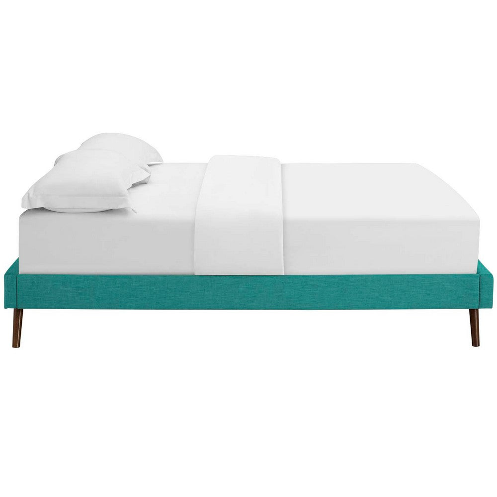 Loryn Fabric King Bed Frame with Round Splayed Legs by Modway| Blue