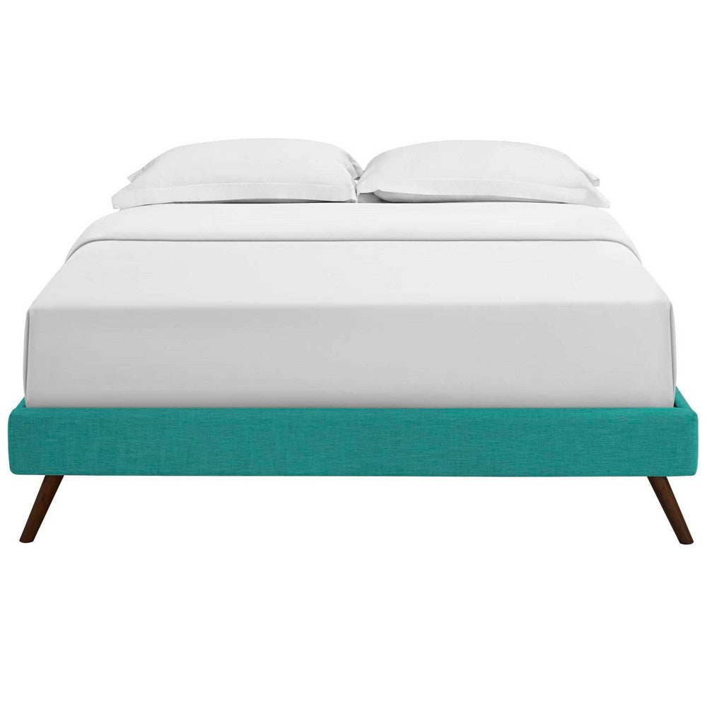 Loryn Fabric King Bed Frame with Round Splayed Legs by Modway| Blue
