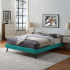Loryn Fabric King Bed Frame with Round Splayed Legs by Modway| Blue
