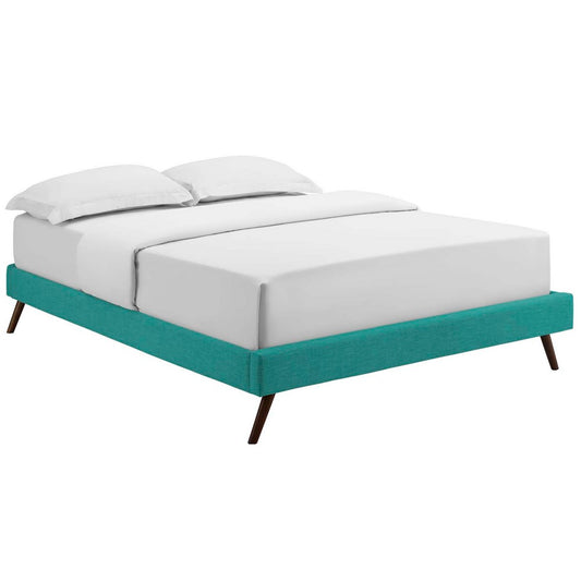 Loryn Fabric King Bed Frame with Round Splayed Legs by Modway| Blue