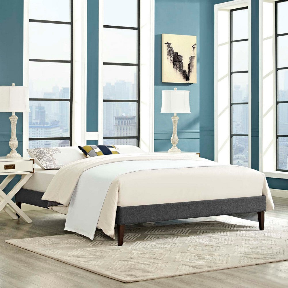 Tessie Fabric Full Bed Frame with Squared Tapered Legs by Modway| Gray