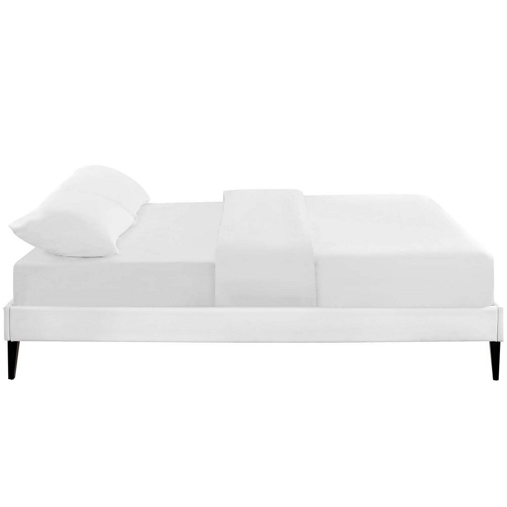 Tessie Vinyl Queen Bed Frame with Squared Tapered Legs by Modway| White