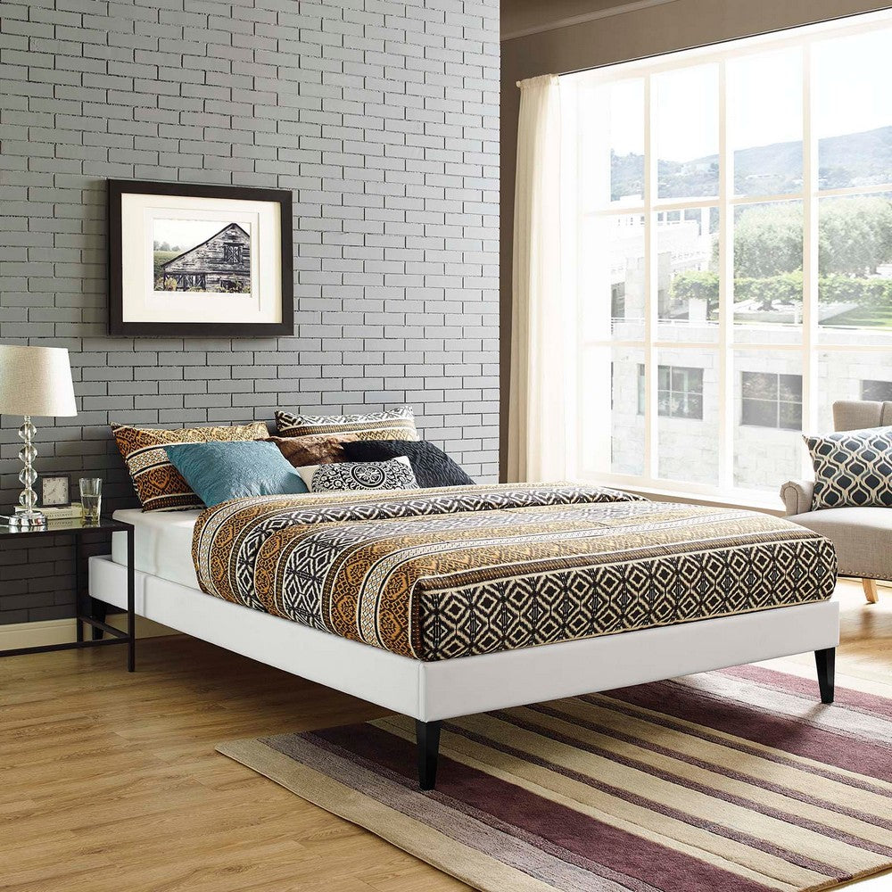 Tessie Vinyl Queen Bed Frame with Squared Tapered Legs by Modway| White